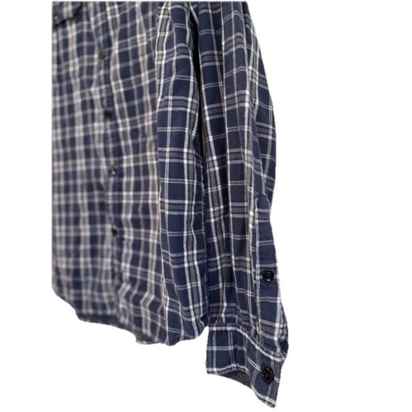 EXPRESS Men's Blue Plaid Long Sleeve Button Up Shirt Lined Sz Large 100% Cotton - Picture 5 of 9